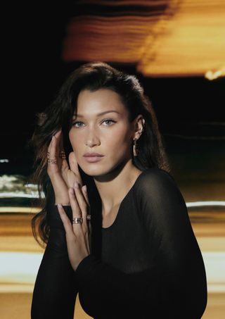 Bella Hadid stars in Chopard's new campaign for its Ice Cube jewelry collection.