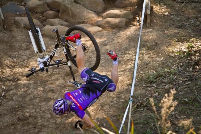 Polish rider Marek Konwa flies out from Pietermaritzburg World Cup rock garden