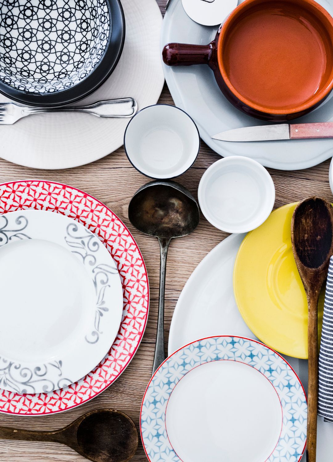 Mismatched crockery