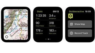 Skjermbilder fra appen Outdooractive: Walks & Biking på Apple Watch.