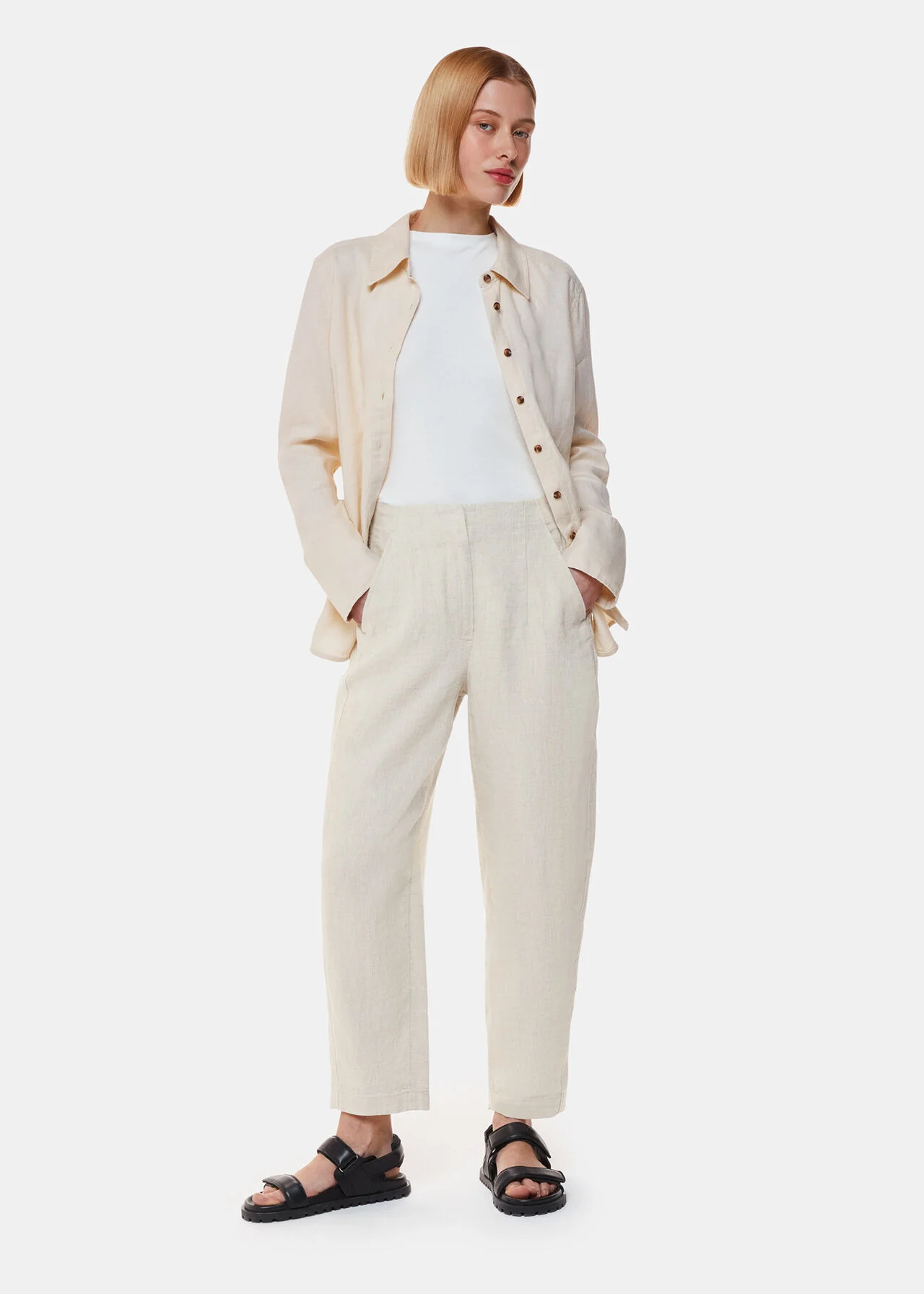 Whistles, Linen Barrel Leg Trouser