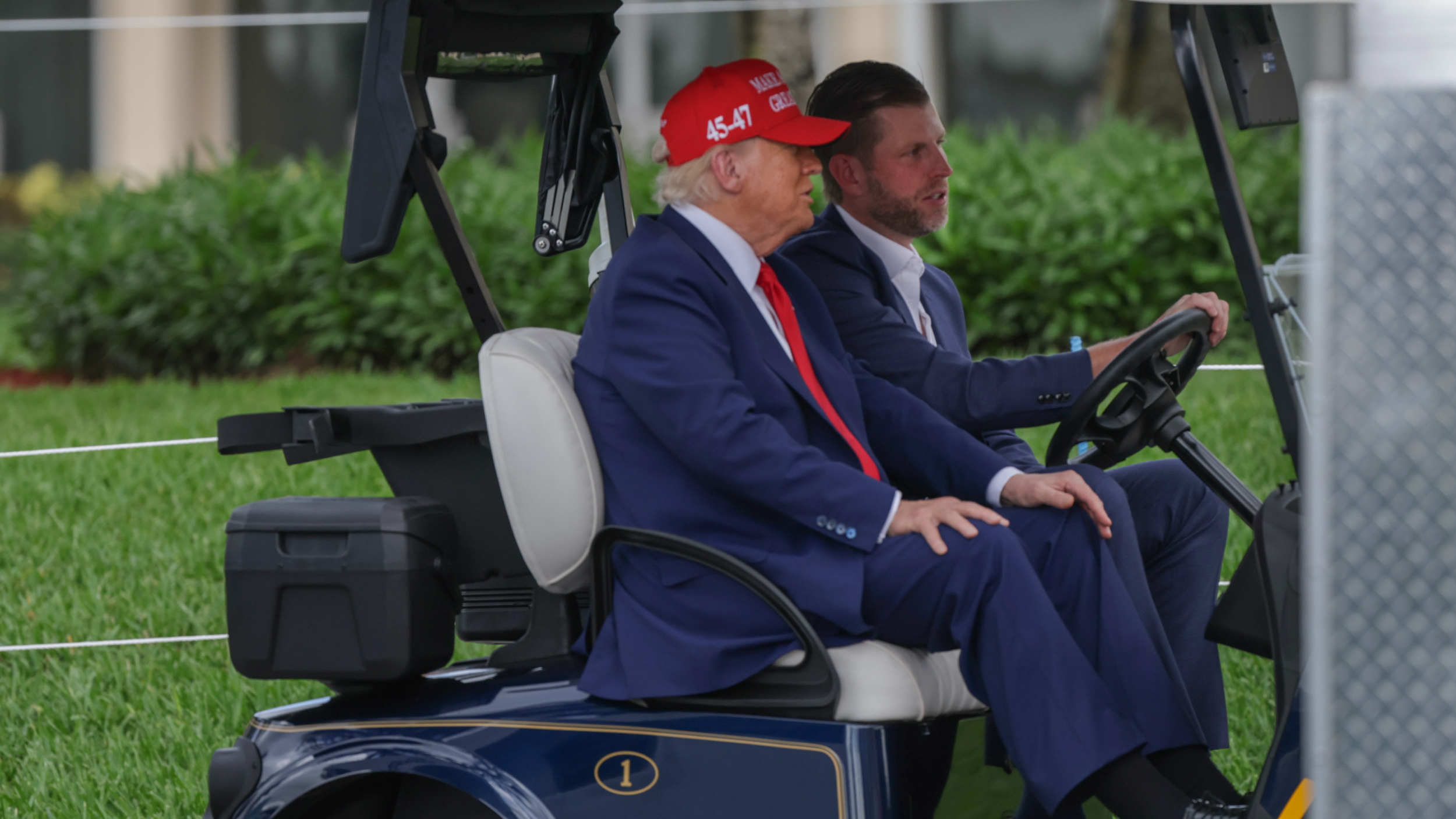 Donald Trump and son Eric at LIV Golf Miami