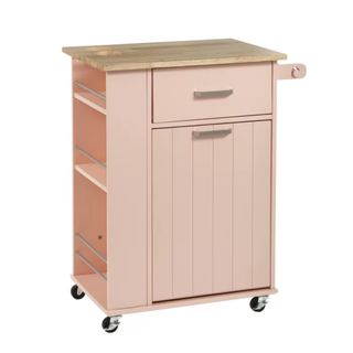 pink wooden kitchen cart 