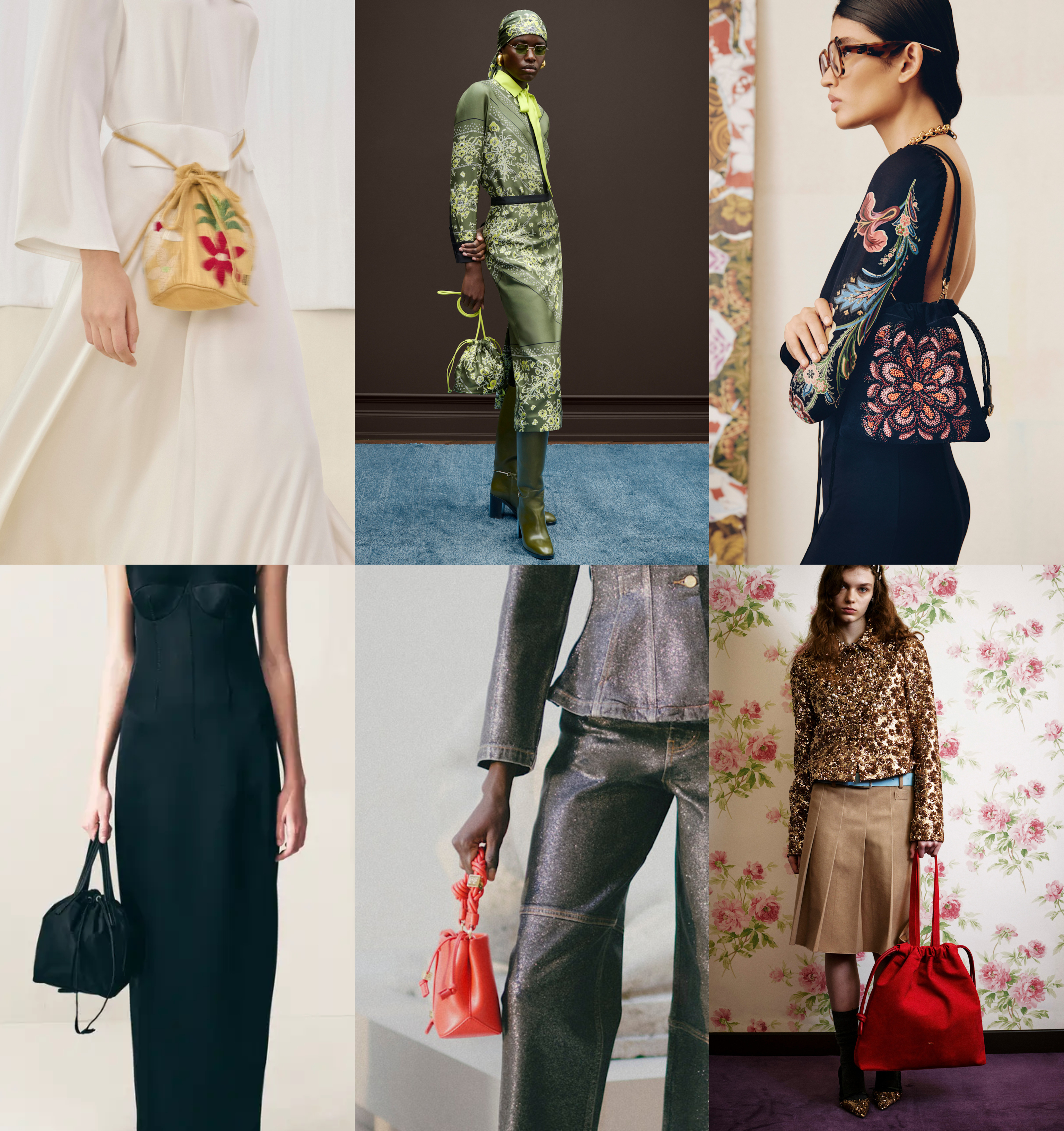 the pouch summer 2025 bag trend at By Malene Birger, Gucci, Etro, Khaite, Ganni, No21