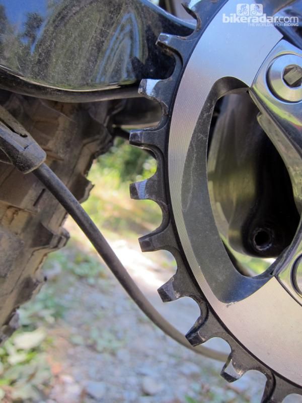 We'll have to wait until we get our long-term test group to gauge chainring durability While the sides of these teeth are clearly wearing from the chain, we also don't know exactly how many miles are on this setup, either.