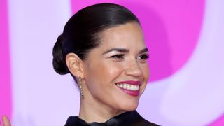 America Ferrera wearing autumn makeup looks, including silver sparkly shadow