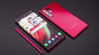 Samsung Galaxy S22 Ultra concept with S Pen red color
