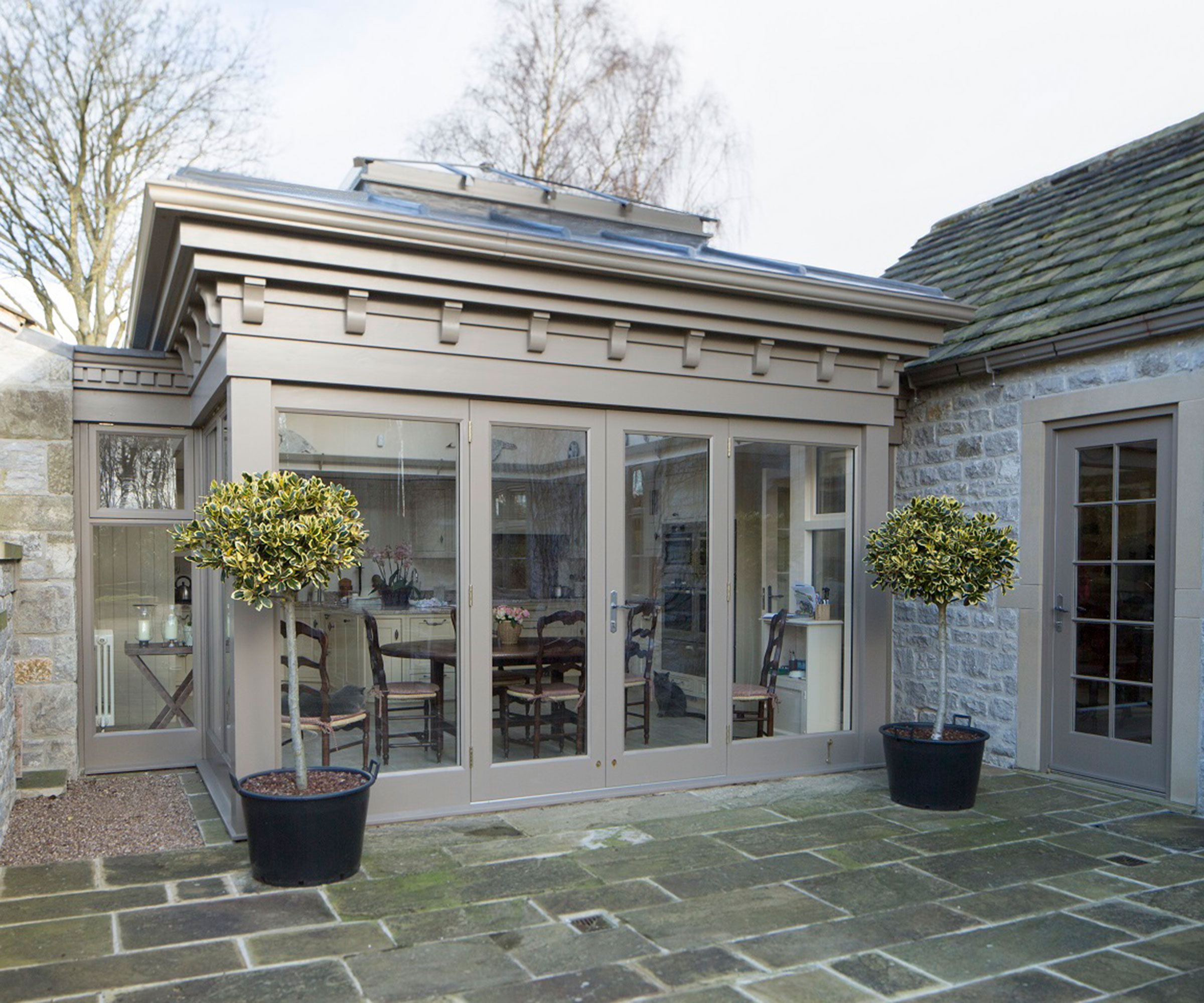 timber orangery with French doors
