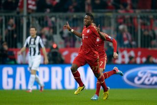 David Alaba celebrates after scoring for Bayern Munich against Juventus in the Champions League quarter-finals in April 2013.