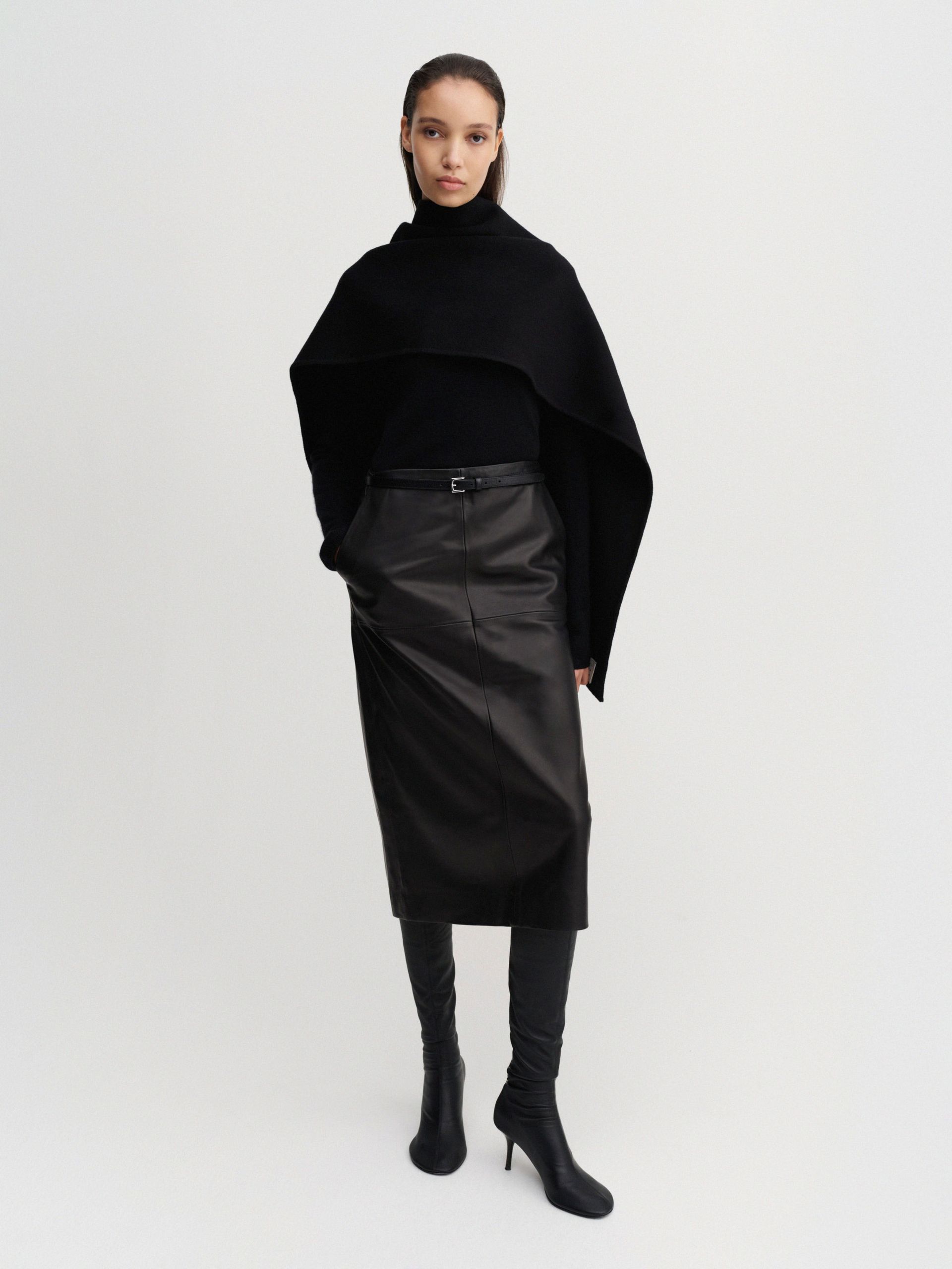 Birdy Leather Skirt, Black