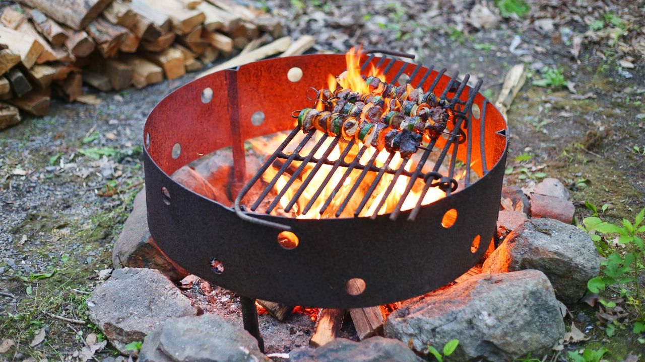 Grilling on a fire pit