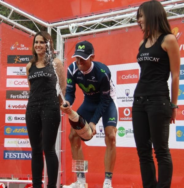 Alejandro Valverde celebrates another Vuelta stage win