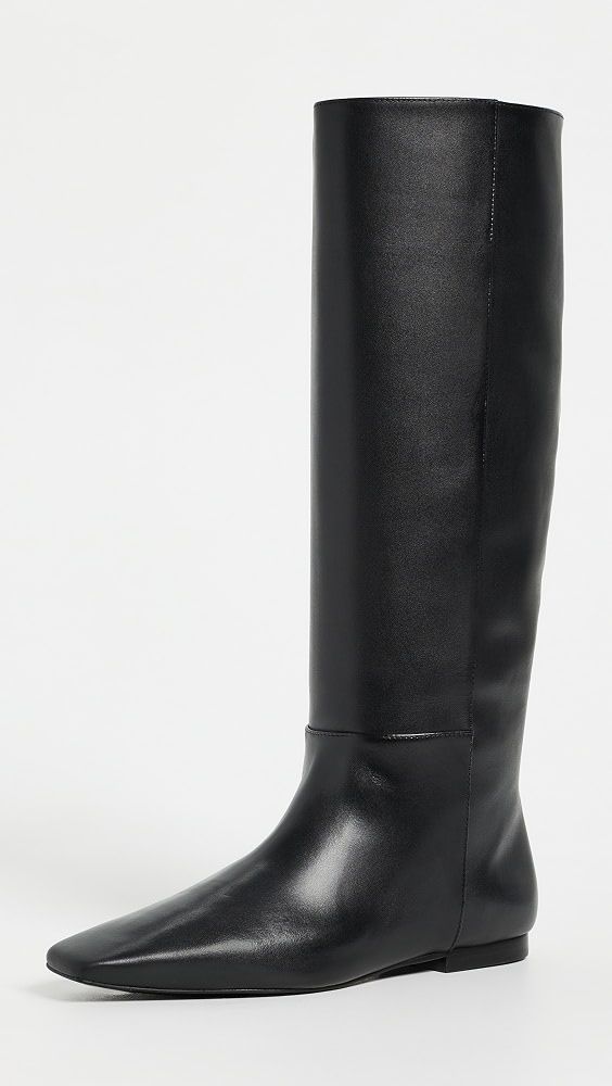 Remy Flat Knee Boots - Black Leather