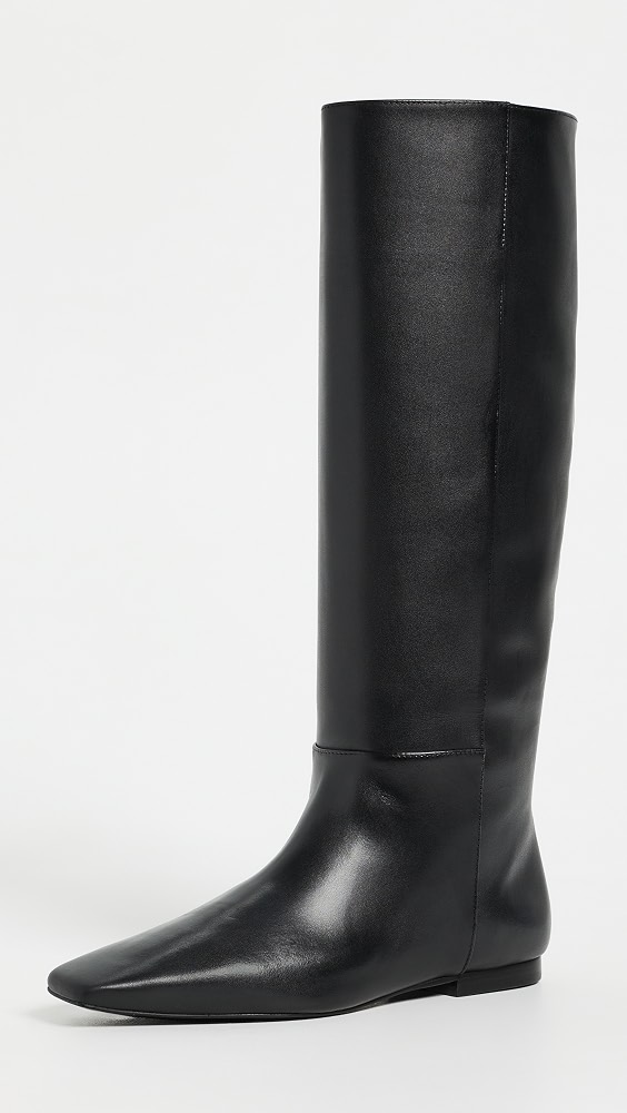 Remy Flat Knee Boots - Black Leather