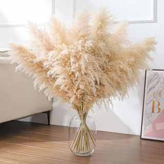 12pcs 40''dried Pampas Grass Decor Tall-Large Pampas Grass-Pompas Grass-Natural Beige Tall Pampas Grass for Floor Vase,wedding,party,farmhouse,living Room Floor,boho Home Decor