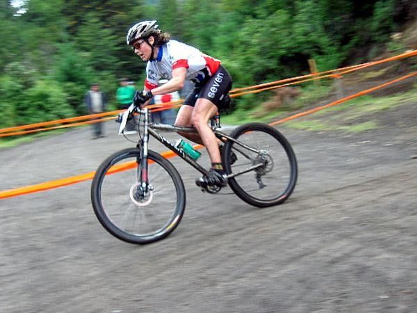 Mary McConnoloug races in the Pan Ams.