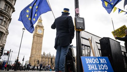 Anti-Brexit protester in Westminster
