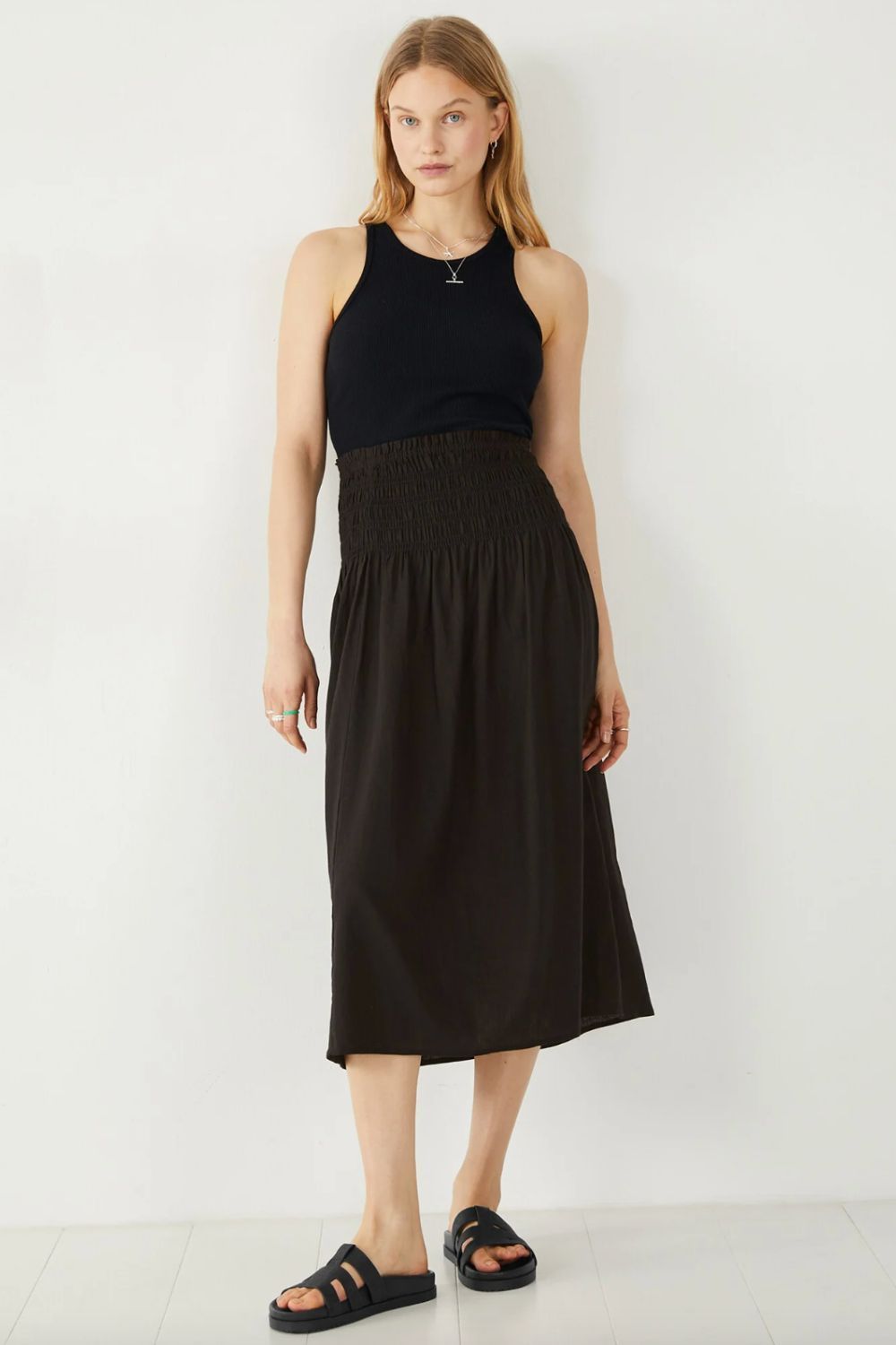 Hush Shirred Midi Skirt