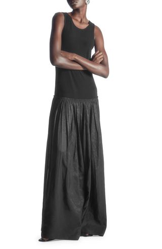 Mixed Media Sleeveless Maxi Dress