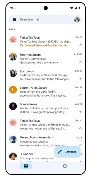 Gmail will not bump delayed package emails to the top of the list.