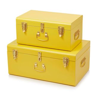 metal trunks with storage and yellow colour