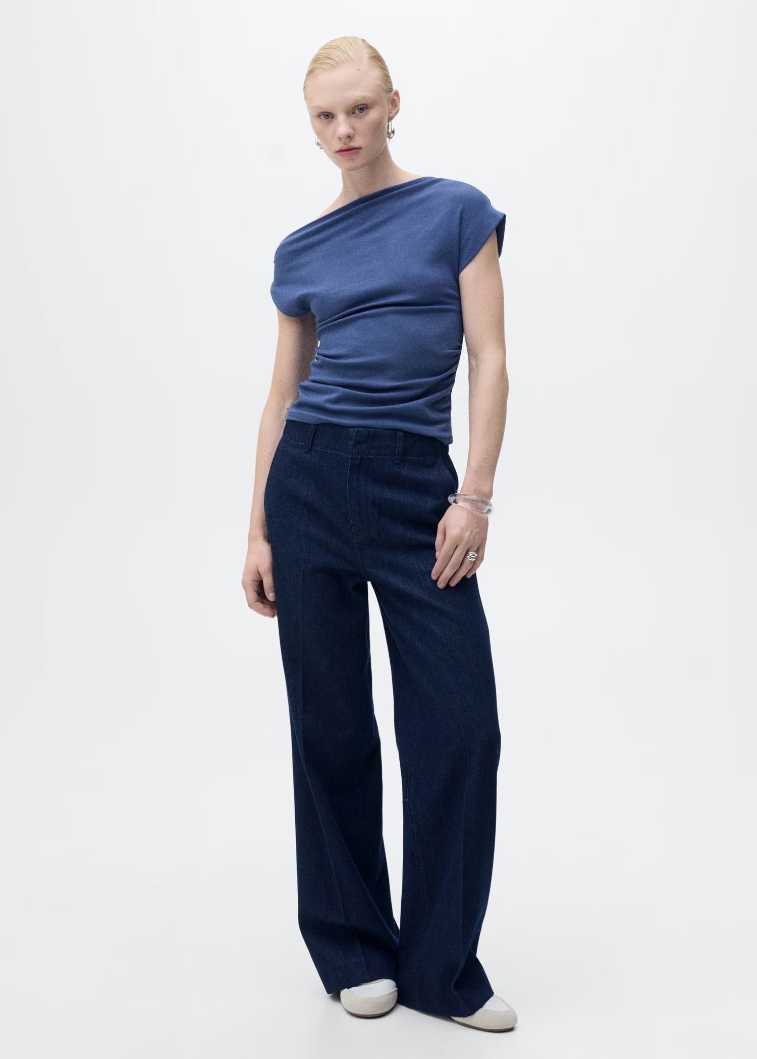 MANGO, Asymmetrical Draped Top
