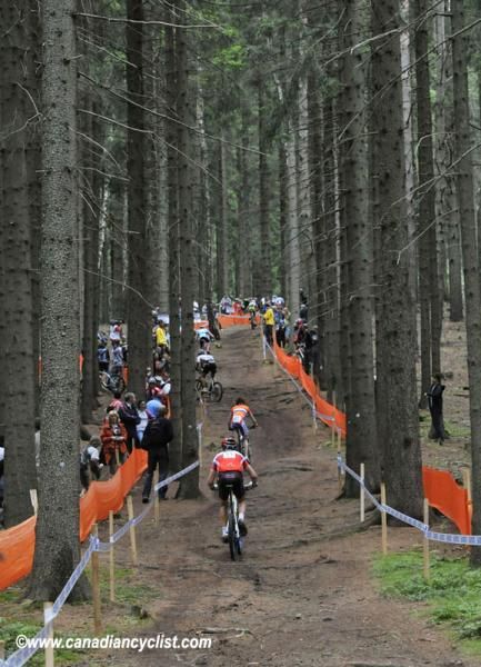 A large portion of the course is in the woods