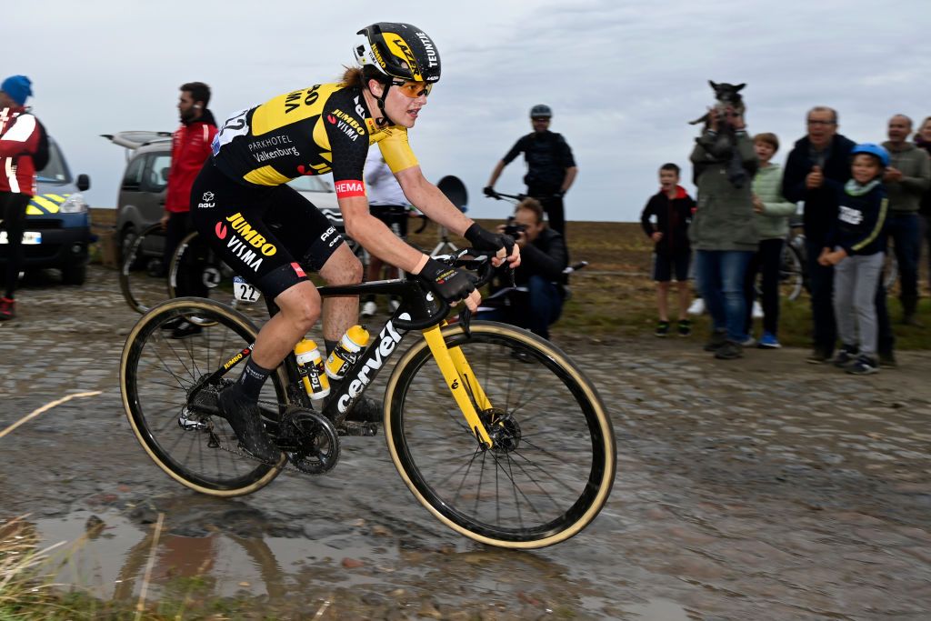 Dutch Teuntje Beekhuis pictured in action during the first edition of the women elite race of the ParisRoubaix cycling event 1165km from Denain to Roubaix France on Saturday 02 October 2021 BELGA PHOTO ERIC LALMAND Photo by ERIC LALMANDBELGA MAGAFP via Getty Images