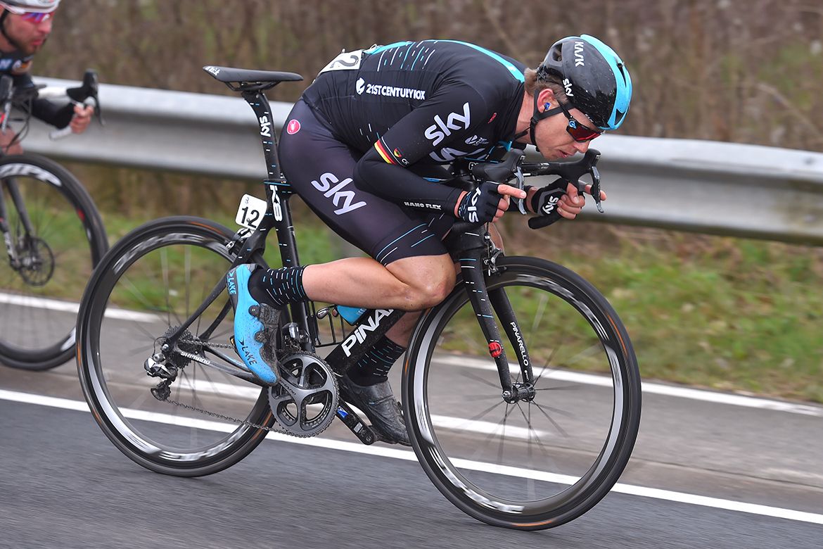 Christian Knees getting aero at Kuurne-Brussel-Kuurne