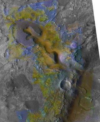 An image of the Nili Fossae region On Mars reveals signs of carbonates present on the surface.