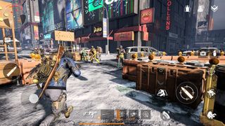 A gameplay shot from The Division Resurgence showing a player moving between cover towards a group of enemies