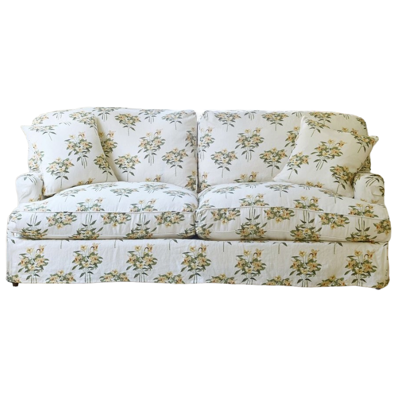 GreenRow, Winnie English Arm Slipcovered Sofa (Ivory Narcissus, Printed Linen)