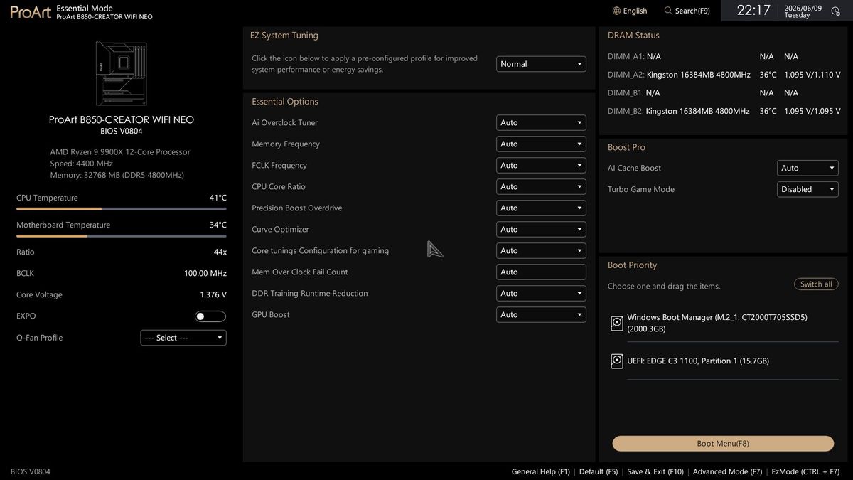 Asus B850-Creator Wifi Neo - BIOS