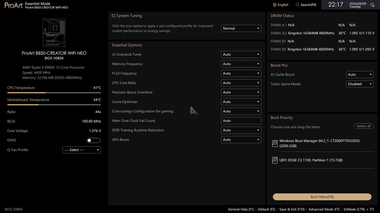 Asus B850-Creator Wifi Neo - BIOS