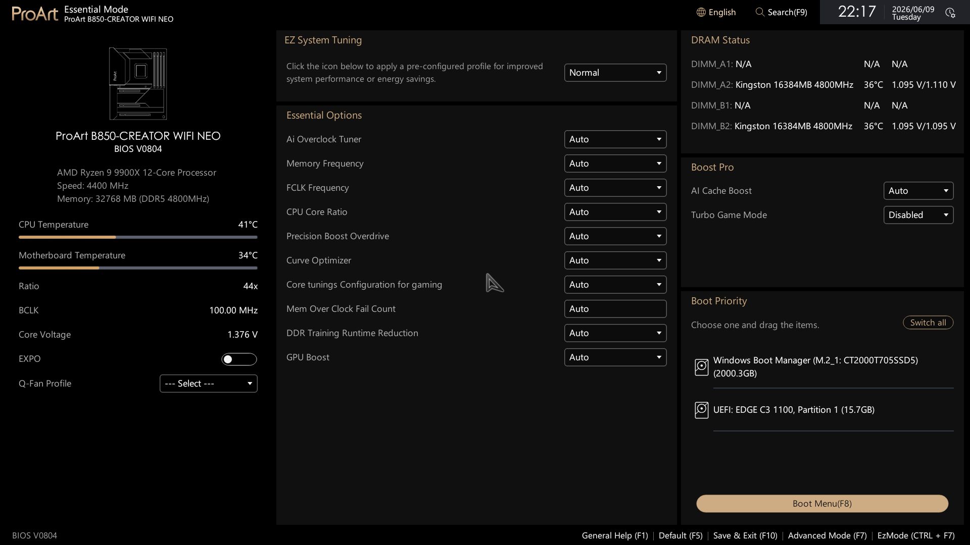 Asus B850-Creator Wifi Neo - BIOS