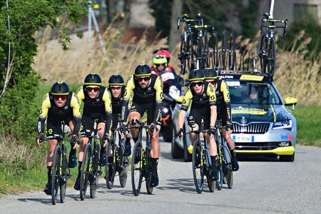The Mitchelton-Scott team in the Coppi e Bartali team time trial