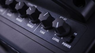 Close up of Boss Katana Mini amp controls
