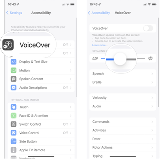 How To Adjust Speaking Speed Of Voiceover in iOS: Tap VoiceOver and then tap and drage the slider for speaking speed.