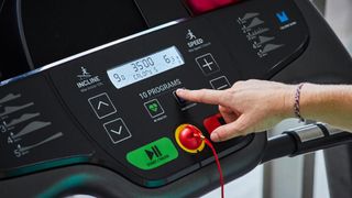 The control panel of the Domyos Comfort Treadmill T520B