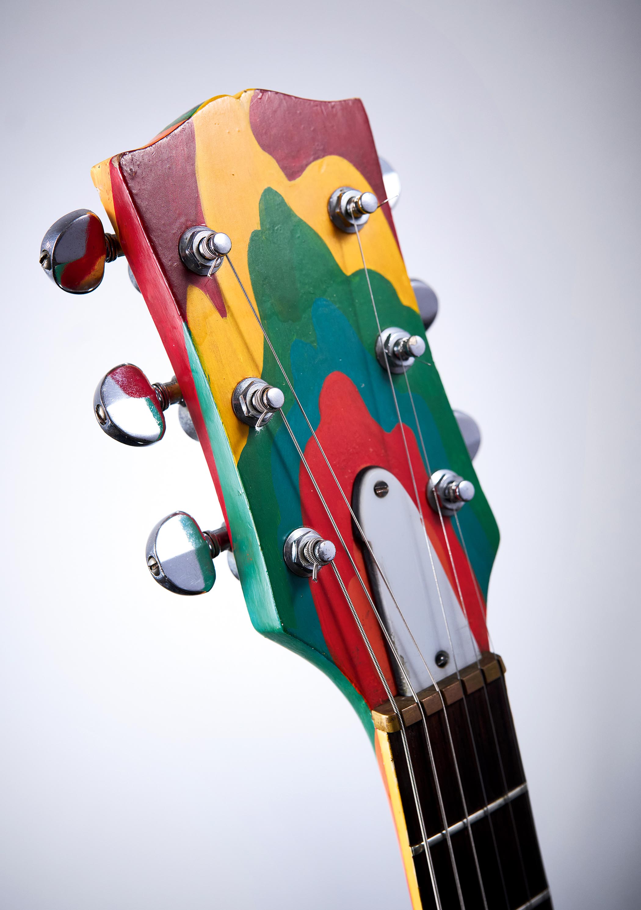 Eric Clapton's The Fool Gibson SG: Close-up shots of the iconic guitar, with its psychedelic paint job courtesy of the eponymous Dutch Art Collective