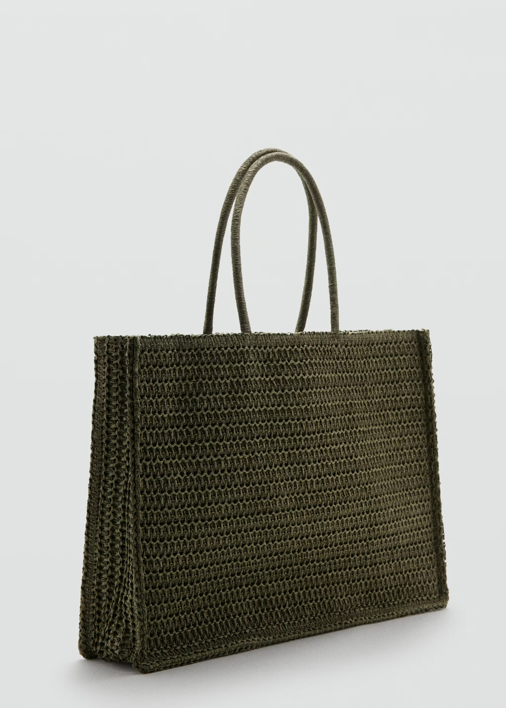 Khaki woven tote from Mango