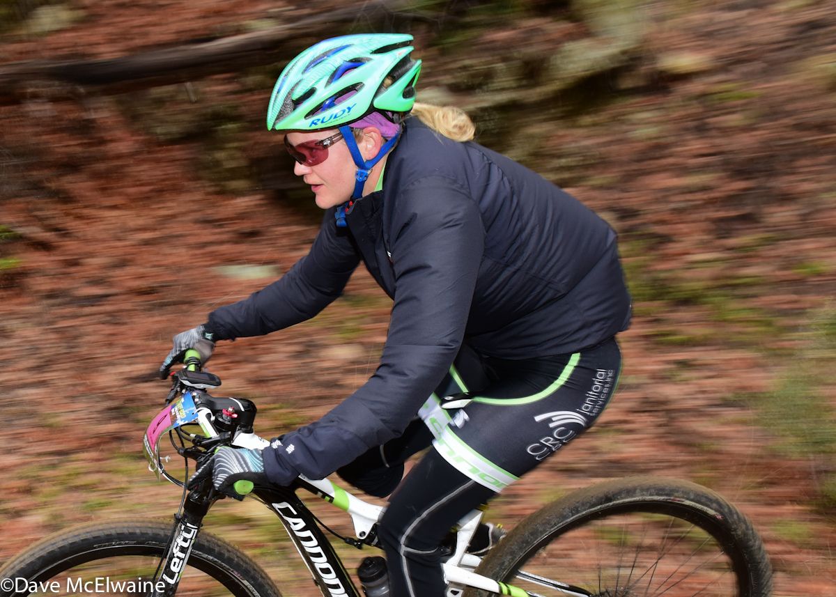 Liz Carrington (CRC Janatorial) descending at the halfway point