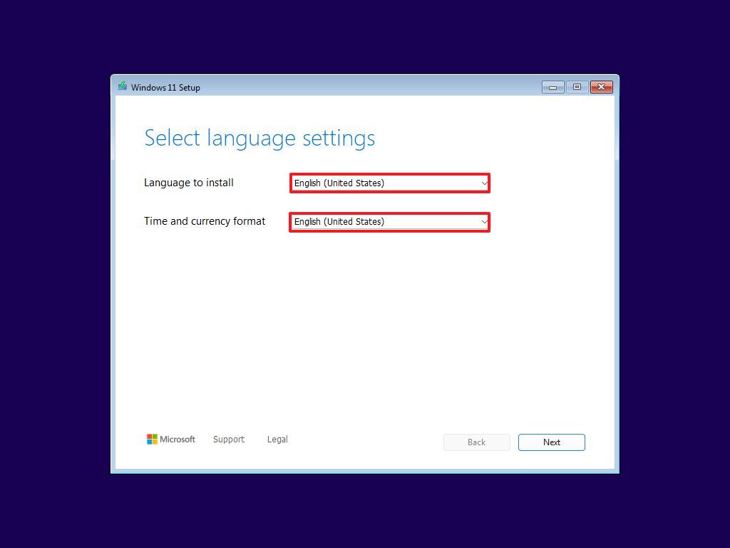 Windows 11 Setup language settings