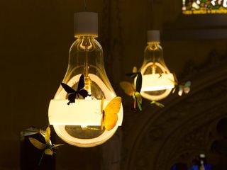Butterfly details on hanging lightbulb