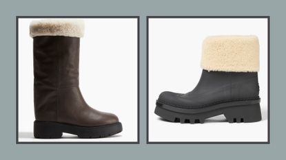 high street lookalike for CHLO&Eacute; Raina shearling-trimmed TPU ankle boots
