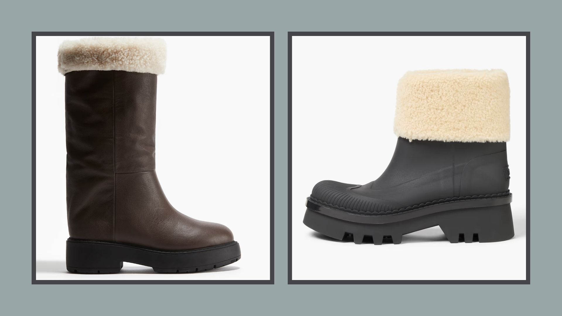 high street lookalike for CHLO&Eacute; Raina shearling-trimmed TPU ankle boots