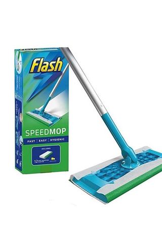 Flash Speedmop Starter Kit, Mop & (Pack of 12) Absorbing Refill Pads, Fresh cut out