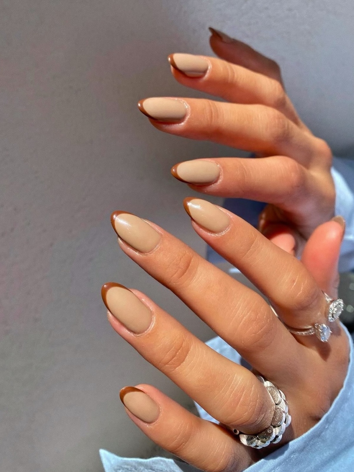 A gingerbread French manicure