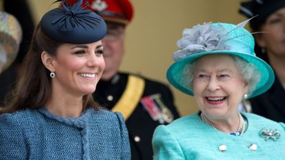 Kate Middleton and Queen Elizabeth II attend Vernon Park during a Diamond Jubilee visit to Nottingham on June 13, 2012
