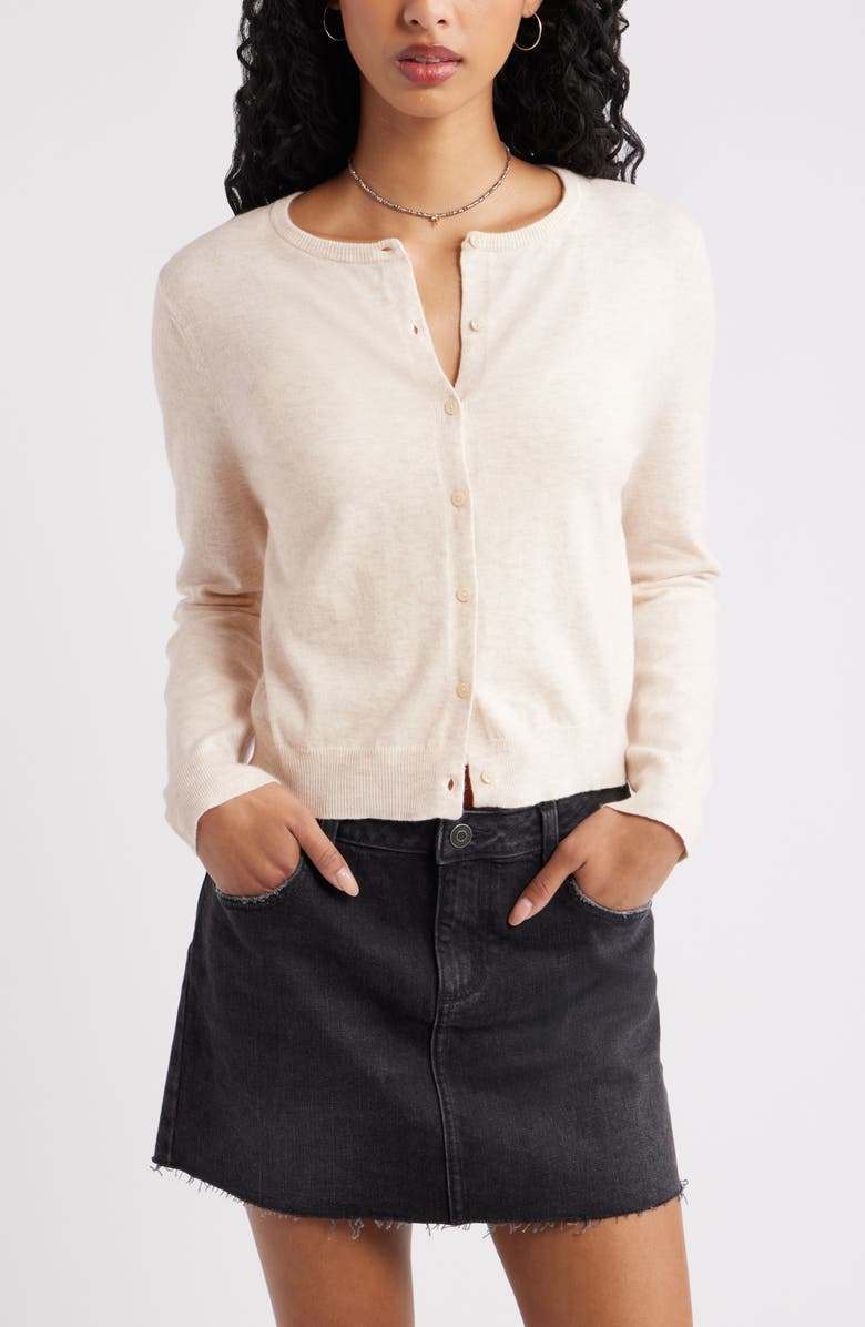 Crewneck Cotton Blend Cardigan